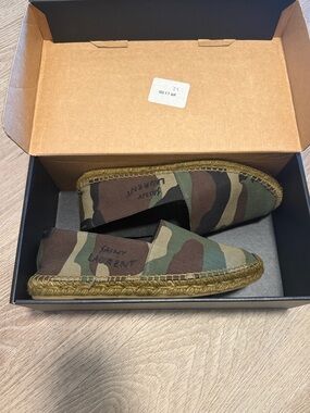 Saint Laurent Green Brown Tan Camo Espadrilles